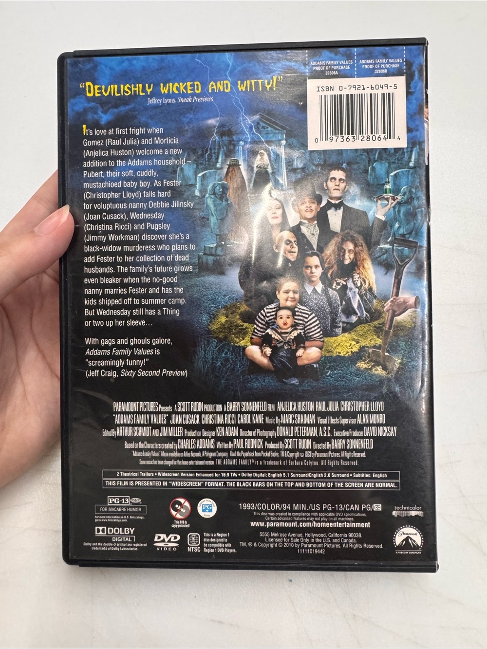 Addams Family Values DVD Disc Tested, Working - Picture 2 of 3
